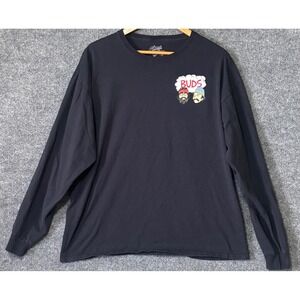 Cheech & Chong Mens XL Long Sleeve Graphic T-Shirt Black Buds Logo Cotton Tee